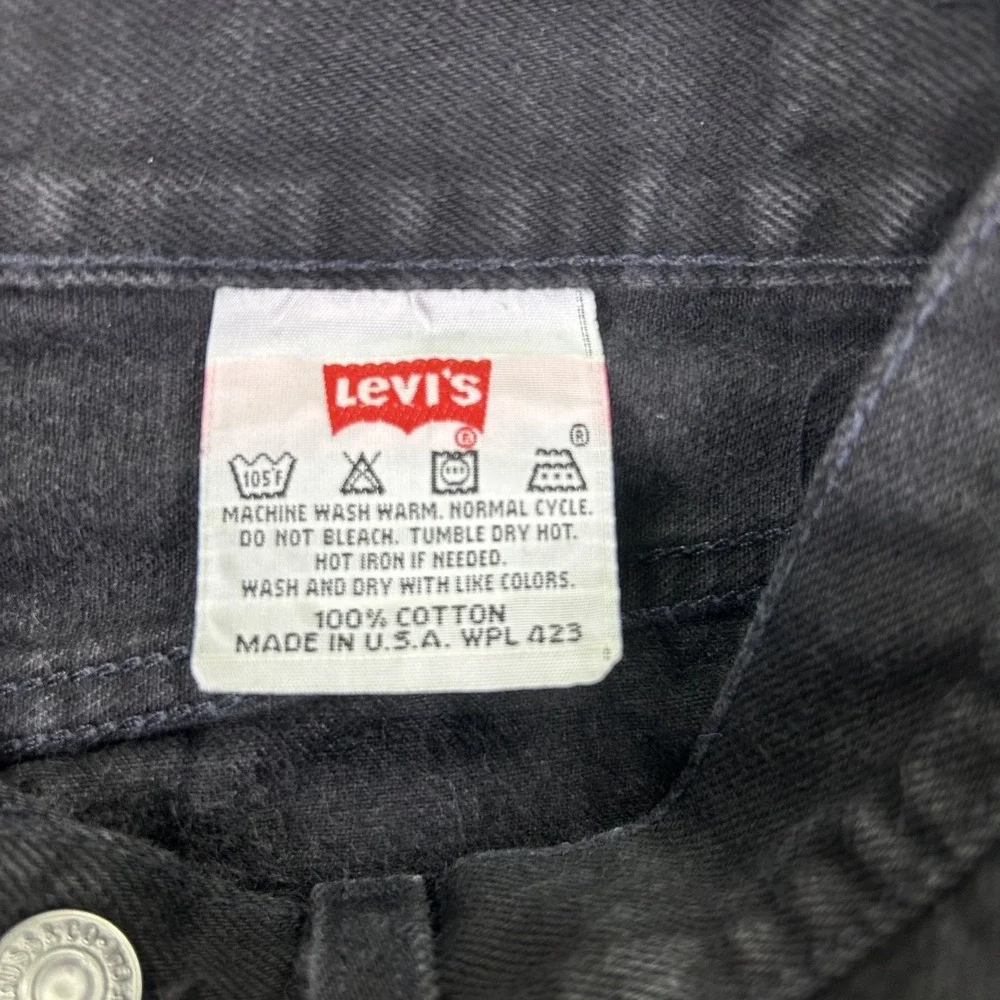 Vintage Levis 501XX Black Denim Button Fly Straight Leg Jean Men Medium USA Made